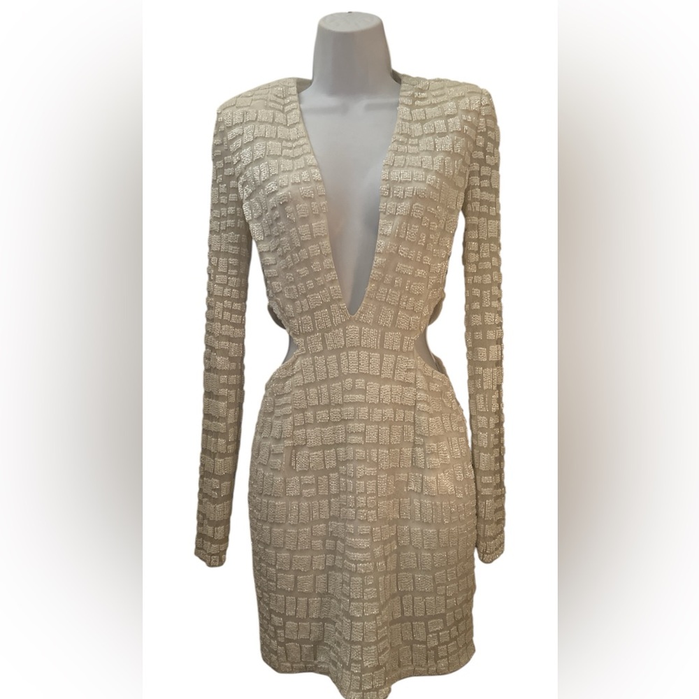 Peace Love white beaded mini dresss